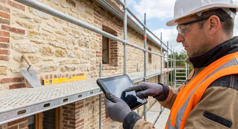 Gros plan main maçon maçon maçon maçon maçon ingénieurs, homme de construction et maçons d'architecture travaillant dans le travail sur le chantier de construction de la maison